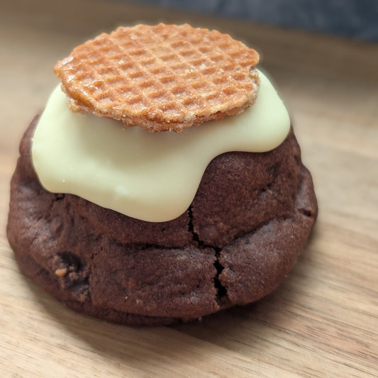 Chocolate Cookie with Stroopwaffle topping