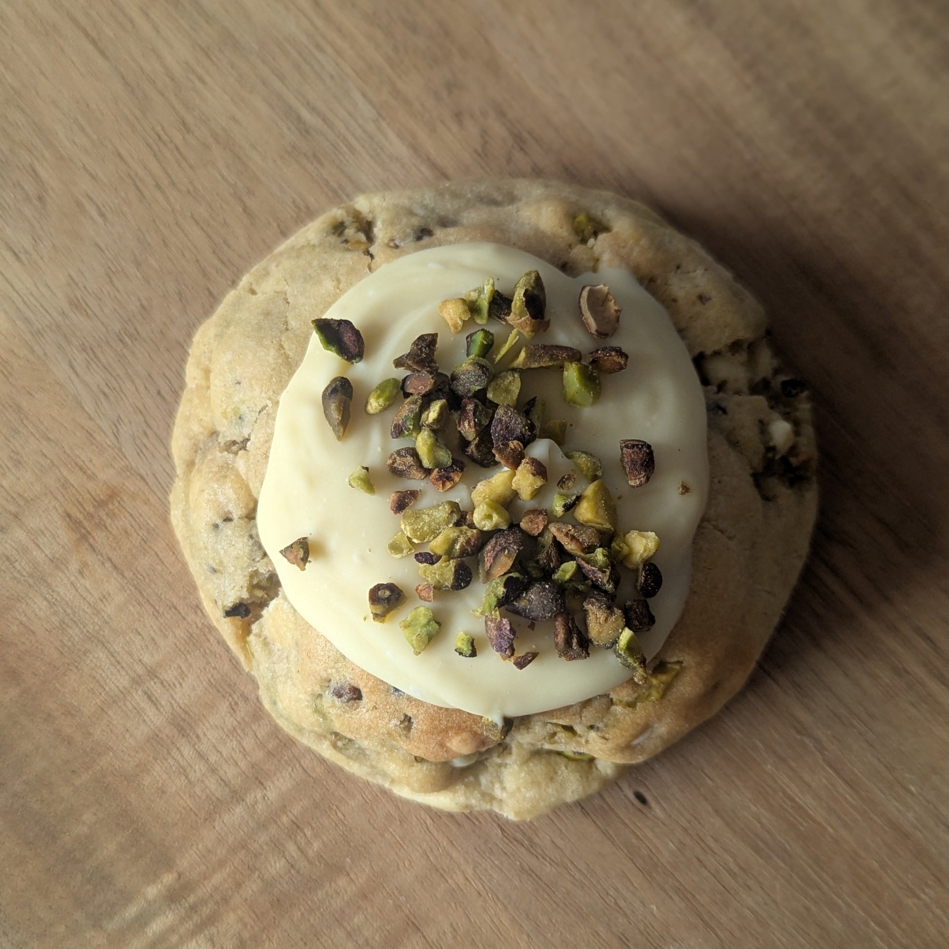 White Chocolate Pistachio Cookie Top